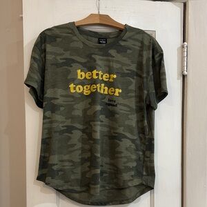 Love Squad by Evereve Camouflage Tee with Yellow Print